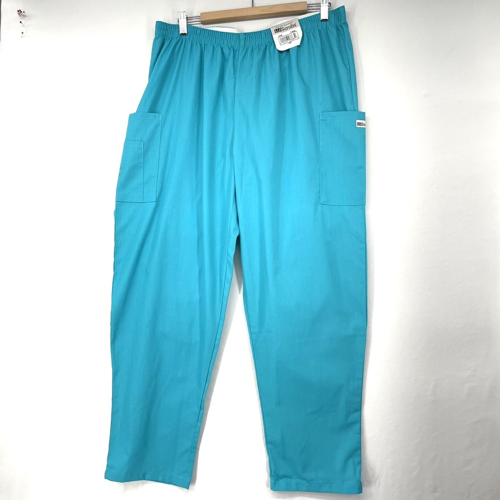 UA Scrubs Women's‎ Turquoise Scrubs Size Large Bottoms Elastic Waist Pockets